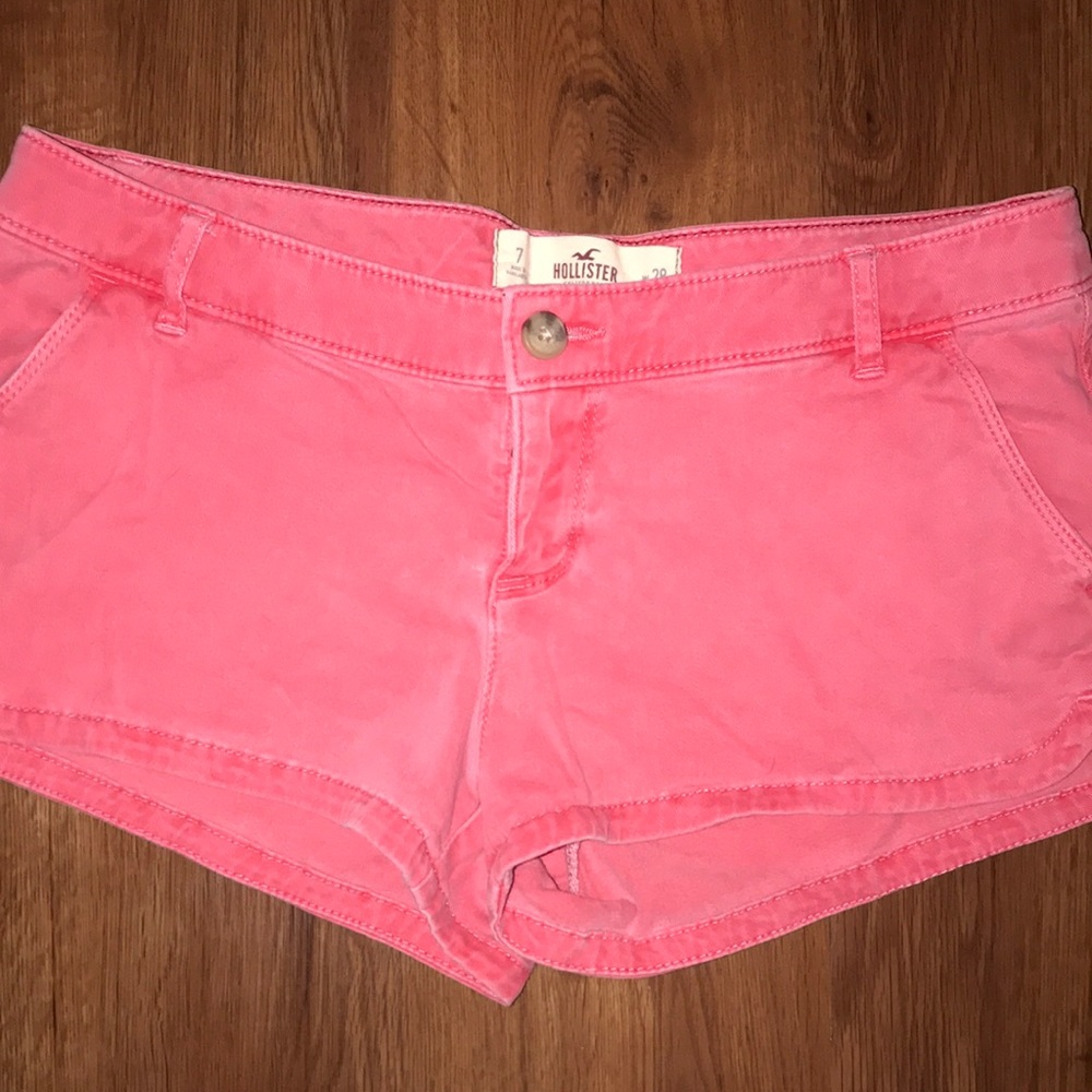 Hollister Light Wash Red Denim Short